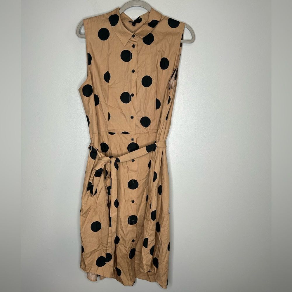 Who What Wear Polka Dot Button Up Sleeveless Shirt Dress - Picture 3 of 5